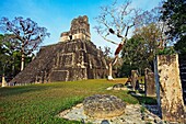 Temple II. Mayan ruins of Tikal. Peten region. Guatemala.