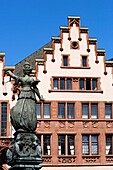 Frankfurt on the Main, Romerplatz, Romerberg, Town Hall, Justice fountain, Hesse, Germany