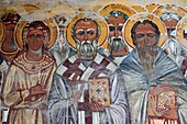 Serbia, Zica Monastery, early 12th century, first Serbian autonomous Archbishopric from 1218, Orthodox, christian, religious, colour, interior, indoor, frescos, wall paintings