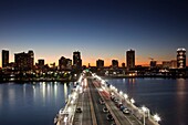 USA, Florida, St Petersburg, skyline from The Pier, evening