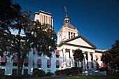 USA, Florida, Tallahassee, old and new State Capitol buildings, morning