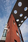 Finland, Helsinki, Katajanokka Island, modern apartment building detail