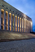 Finland, Helsinki, Finnish Parliament building, evening, exterior