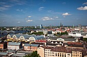 Latvia, Riga, Old Riga, Vecriga, elevated town view from Academy of Science building