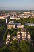Latvia, Riga, Old Riga, Vecriga, elevated city view with Russian Orthodox Cathedral