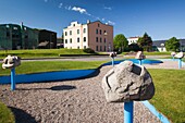 Latvia, Western Latvia, Kurzeme Region, Ventspils, Seven Mental Meteorites sculpture, waterfront