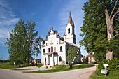 Latvia, Western Latvia, Kurzeme Region, Tukums, Cinevilla, film studio backlot, castle