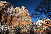 Mountain Vista by the Zion Lodge in winter, Zion National Park, Utah, USA