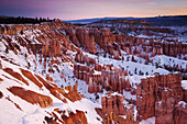 Bryce Amphitheater from Sunset Point at dawn in winter, Bryce Canyon National Park, Utah, USA