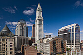 Atlantic Avenue Greenway and Customs House, elevated view, Boston, Massachusetts, USA