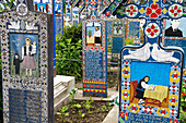 Painted graves at Merry Cemetery, Sapanta, Maramures County, Romania