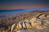 Dawn over San Jacinto Mountains, Palm Springs, and the Coachella Valley, from Keys View, Joshua Tree National Park, California