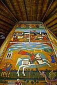 Frescos en la Iglesia de Ragel, Monte Entoto, Addis Abeba, Etiopia, Africa