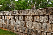 Plataforma de los Cráneos o Tzompantli Yacimiento Arqueológico Maya de Chichén Itzá Estado de Yucatán, Península de Yucatán, México, América