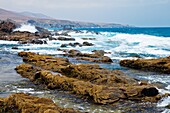 Costa desde la playa del Valle de Santa Inés Isla Fuerteventura Pronvincia Las Palmas Islas Canarias España