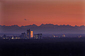 Cityscape with mountains scenery, Munich, Bavaria, Germany