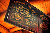 Menu, Crystal Hut, Blackcomb Mountain, Whistler, British Comubia, Canada