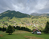 View across the valley, organic Hotel Chesa Valisa, Hirschegg, Kleinwalsertal, Austria