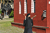 Monk calling to pray, Athos Mountain, Moni Iviron monastery, Chalkidiki, Greece