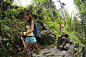 Women hiking in the mountains, Reit im Winkl, Chiemgau, Upper Bavaria, Bavaria, Germany, Europe