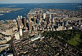 aerial view, Boston, MA 3000 ft, Boston common on right