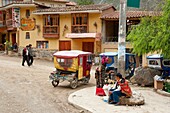 Shops on the market street of Ollantaytambo, Peru, South America