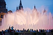 Palau Nacional and Magic fountain at Montjuich, Barcelona, Catalonia, Spain