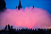 Palau Nacional and Magic fountain at Montjuich, Barcelona, Catalonia, Spain