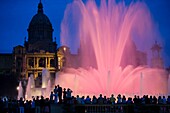 Palau Nacional and Magic fountain at Montjuich, Barcelona, Catalonia, Spain