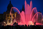 Palau Nacional and Magic fountain at Montjuich, Barcelona, Catalonia, Spain