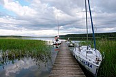 A sailing boat on Wigry lake. Wigry National Park. Suwalki region. Poland