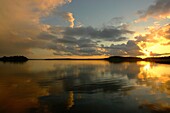 Sunset on Wigry lake in the Wigry National Park (Wigierski Park Narodowy). Suwalki region. Poland