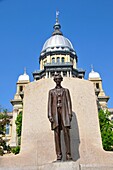 Abraham Lincoln Statue in front of Illinois State Capitol Building Springfield Illinois