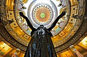 Statue Welcoming the World with Interior Dome of Illinois State Capitol Springfield
