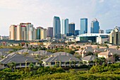 Downtown Tampa Florida Skyline with Residential Homes