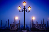 View of Gondolas from Piazza San Marco, with San Giorgio Maggiore in the background, Venice, Venezia, Italy