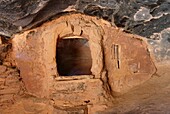 Anasazi granaries at Jail House Ruins, Bullet Canyon, Grand Gulch Primitive Area, Cedar Mesa Utah