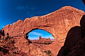 Looking through the North Window to the Turret Arch, the Windows Section, Arches National Park, near Moab, Utah USA