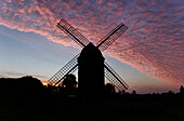 Post windmill Gross Ernsthof in dawn, Open-Air Museum Klockenhagen, Mecklenburg-Vorpommern, Germany