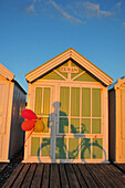 Shadow And Beach Hut At Sunset, Somme (80), Picardy, France
