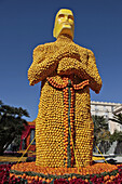 Academy Awards Oscar Trophy, Exhibition Of Giant Motifs Made Of Citrus Fruits Based On A Cinema Theme, Lemon Festival, Bioves Garden, Menton, Alpes-Maritimes (06), France