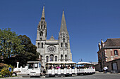 Sightseeing Train In Front Of The Chartres Cathedral, Chartres, Eure-Et-Loir, France