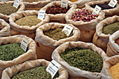 Herbs Of Provence And Other Herbs In The Market, (Rosemary, Chives, Rosebuds, Star Anise, Thyme, Fennel), Saint-Saturnin-Les-Apt, Vaucluse, France