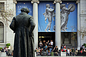 Statue Of Goya In Front Of The Entrance To The Prado Museum, Paseo Del Prado, Madrid, Spain