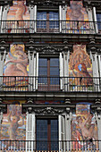 Detail Of The Painted Facade Of The Panaderia, Plaza Mayor, Madrid, Spain
