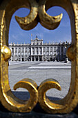 Wrought Iron Sculpted Gate In The Courtyard Of The Royal Palace (Palacio Real), Calle Bailen, Madrid, Spain