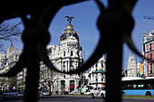 Metropolis Building From The Beginning Of The Century Surmounted By A Bronze Statue Of The Phoenix, Corner Of The Streets Calle Alcala And Gran Via, Madrid, Spain