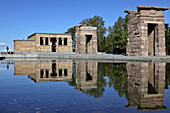 Pond In Front Of The Egyptian Temple To Debod Given To The City By Egypt, Parque De La Montana, Madrid, Spain