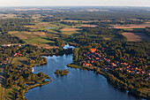 Aerial shot of of Gartow and lake, Wendland, Lower Saxony, Germany
