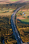 Aerial shot of an autobahn, Lower Saxony, Germany